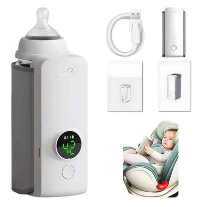 Chauffe-Biberon Rechargeable Sans Fil – 6 Niveaux de Température | Idéal Voiture & Sorties