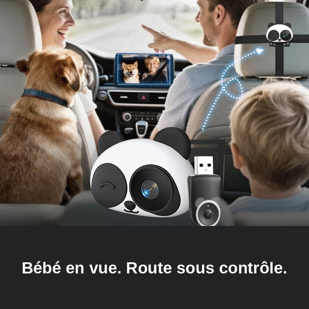 🐼 Caméra Bébé Voiture CarPlay/Android Auto sans fil – Panda Guardian CA520-M